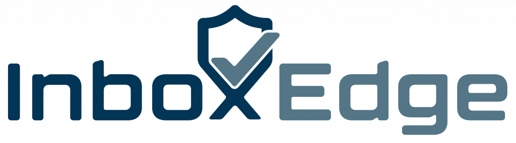 Logo von InboxEdge mit einem Schild-Symbol, das Sicherheit und Vertrauen darstellt.
