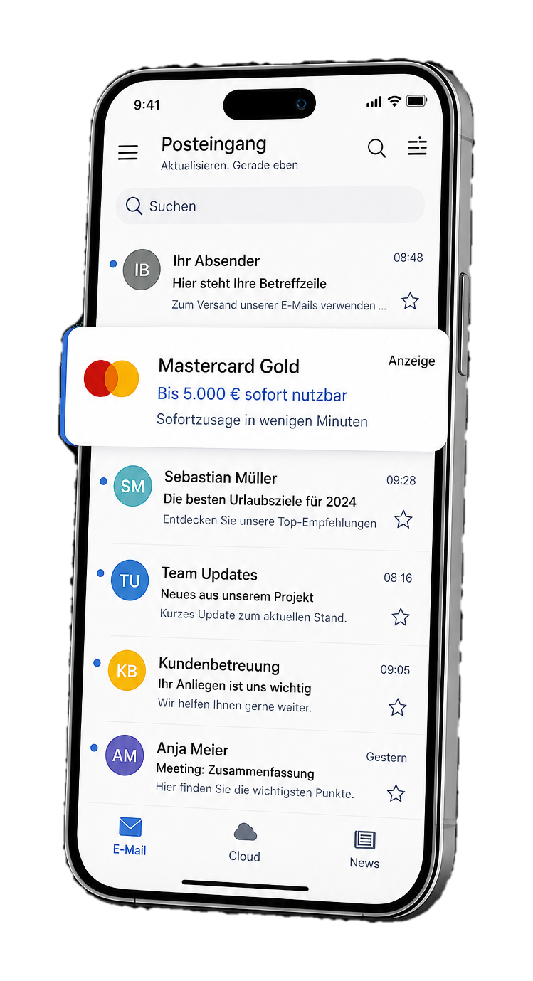 Inbox Ad als Werbeanzeige im E-Mail-Posteingang auf einem Smartphone